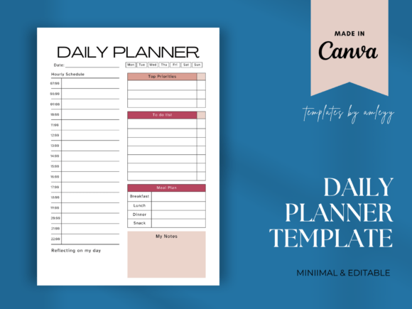 Download Free Daily Planner Template for Canva - Planner template Collection