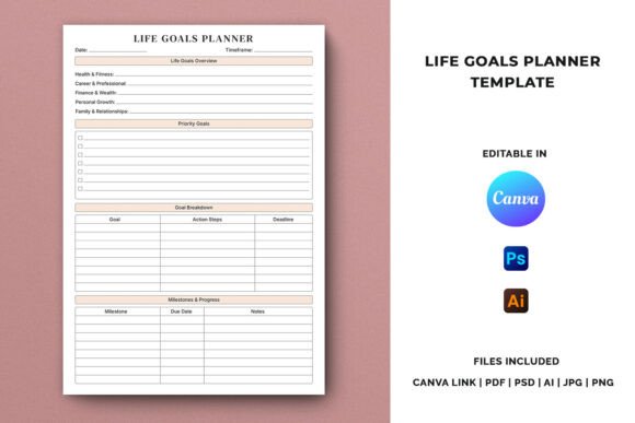 Download Life Goals Planner Template - Planner template Collection