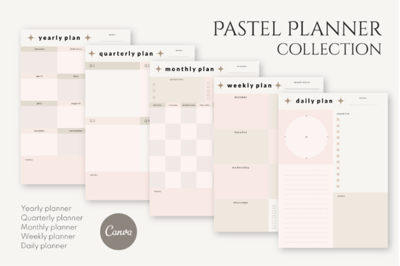 Download Pastel Canva Planner Template Set - Planner template Collection