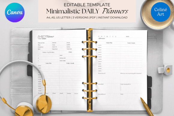 Download Editable Canva Daily Planner Template - Planner template Collection