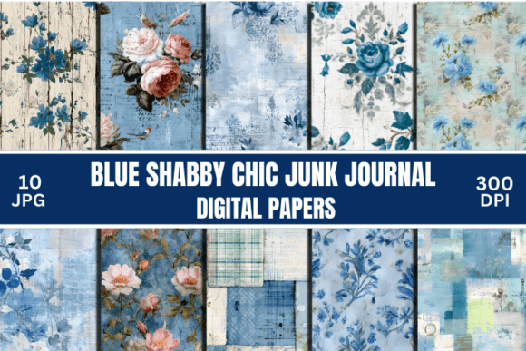 Download Blue Shabby Chic Junk Journal Scrapbook - Premium Bundle