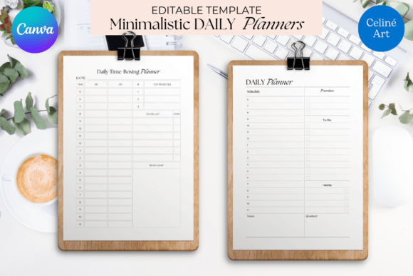 Download Canva Minimalist Daily Planner Templates - Planner template Collection