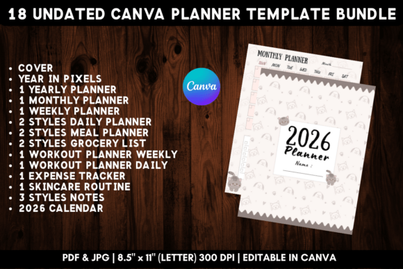 Download Printable Canva Planner Template Bundle - Planner template Collection
