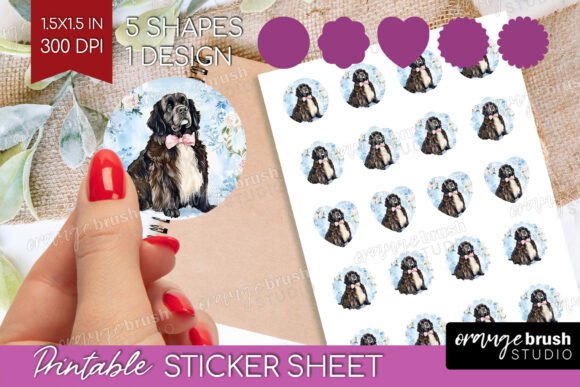 Download Newfoundland Dog Floral Printable Sheet - Floral printable sheet Collection