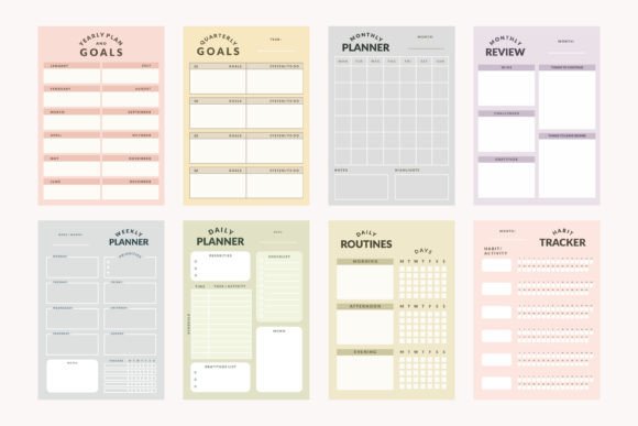 Download Colorful Printable Planner Template Set - Planner template Collection