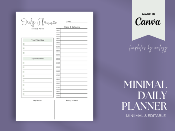 Download Minimal Daily Planner Template | Canva - Planner template Collection