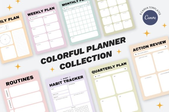 Download Colorful CANVA Planner Template Set - Planner template Collection