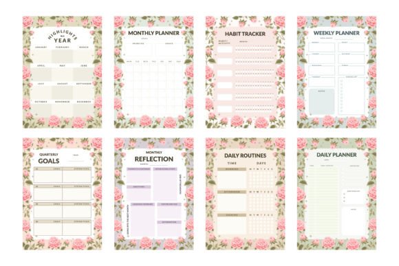 Download Printable Floral Planner Template Set - Planner template Collection