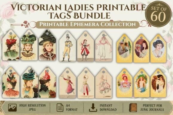 Download Victorian Ladies Printable Tags Bundle - Premium Bundle